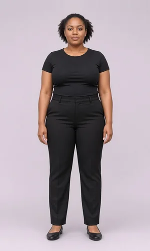 Persona de ejemplo, talla L: altura 168, pecho 97, cintura 79, cadera 103 cm