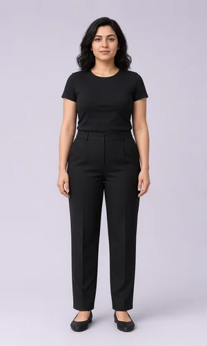 Personne d'exemple, taille M : hauteur 167, poitrine 91, taille 73, hanches 97 cm